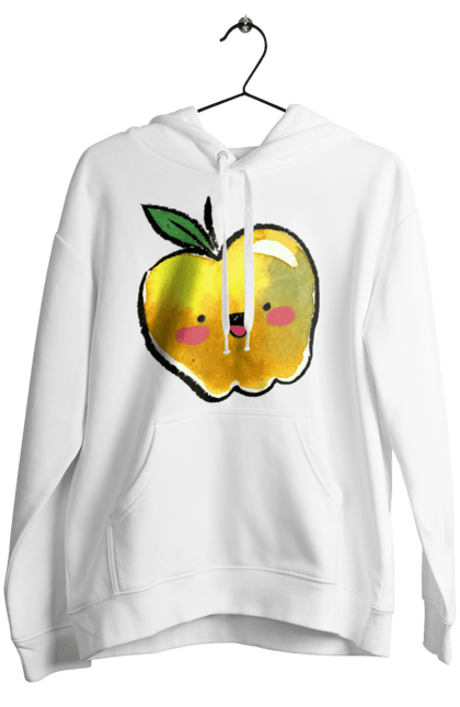 Жіноче худі з принтом "Миле жовте яблуко". Літо, миле, смайлик, яблуко. 2070702