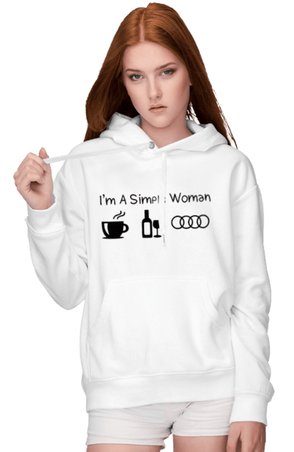 Жіноче худі з принтом "Я Проста Жінка, Ауді". Ауді, вино, кава, машини. 2070702