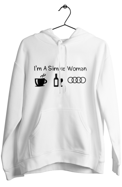 Жіноче худі з принтом "Я Проста Жінка, Ауді". Ауді, вино, кава, машини. 2070702