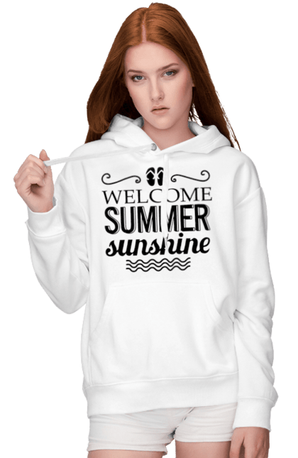 Жіноче худі з принтом "Привіт літні заходи". Вьетнамки, літо, сонце. 2070702