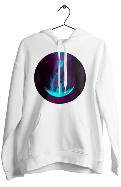 Жіноче худі з принтом "Олень Силует". Місяць, олень, рогам, силует, яскравий. 2070702