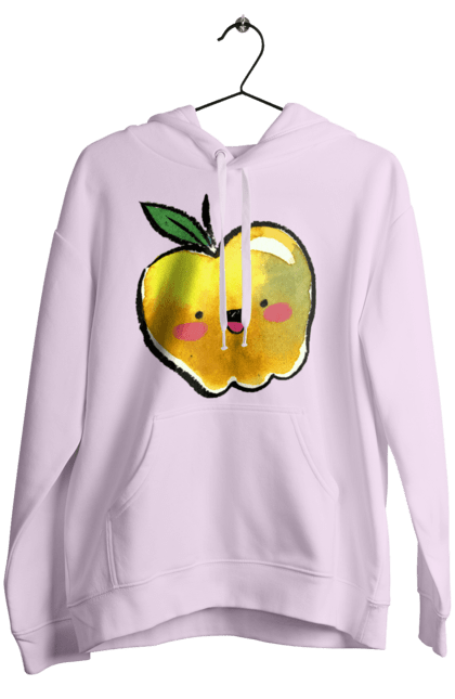 Жіноче худі з принтом "Миле жовте яблуко". Літо, миле, смайлик, яблуко. 2070702