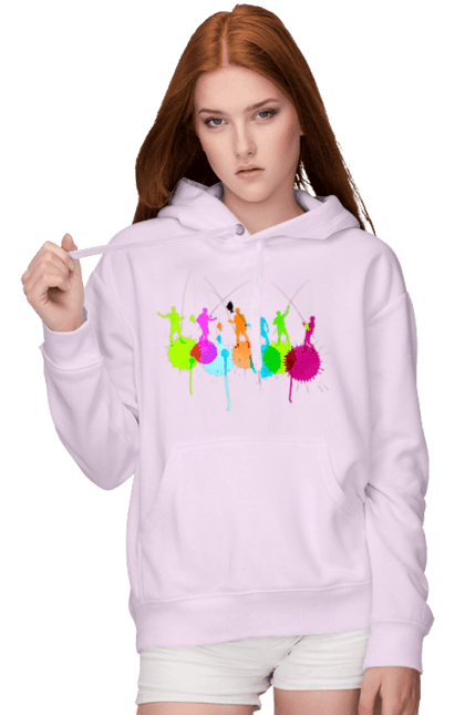 Жіноче худі з принтом "Яскрава рибалка". Вудки, рибалка, рибалки. 2070702