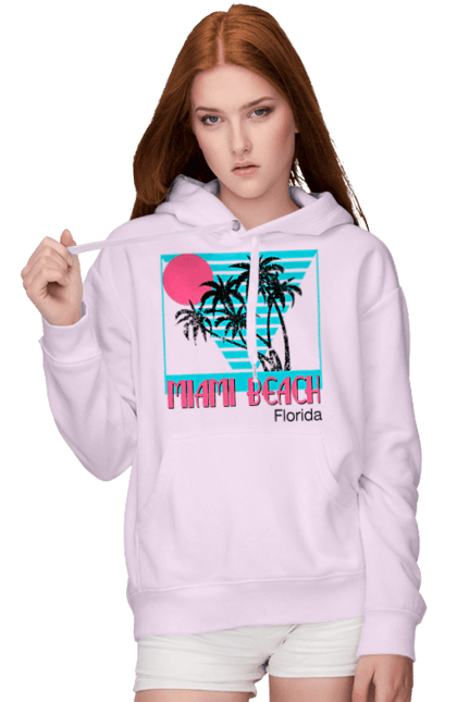 Жіноче худі з принтом "Майамі Пальми". Захід, майамі, пальми, флоріда. 2070702