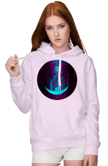 Жіноче худі з принтом "Олень Силует". Місяць, олень, рогам, силует, яскравий. 2070702