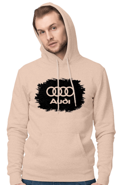Men`s hoodie with prints Audi black ravines. Audi, cars. 2070702