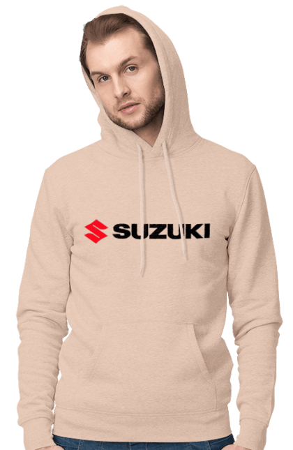 Men`s hoodie with prints Suzuki logo. Auto, logo, machine, suzuki. 2070702