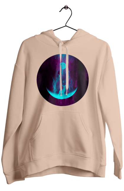 Чоловіче худі з принтом "Олень Силует". Місяць, олень, рогам, силует, яскравий. 2070702