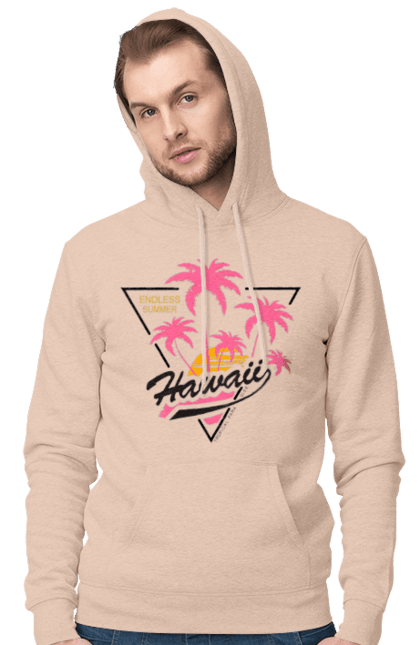 Чоловіче худі з принтом "Гаваї". Гаваї, пальми, сонце. 2070702