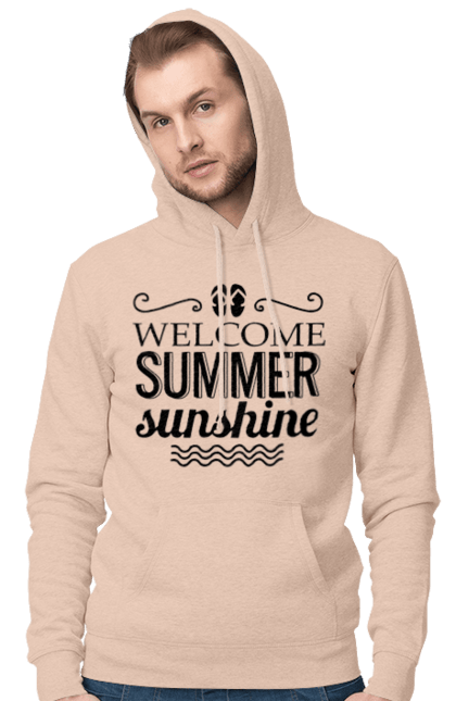 Чоловіче худі з принтом "Привіт літні заходи". Вьетнамки, літо, сонце. 2070702