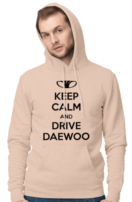 Чоловіче худі з принтом "Зберігайте Спокій і Водіть Daewoo". Део, ланос. 2070702