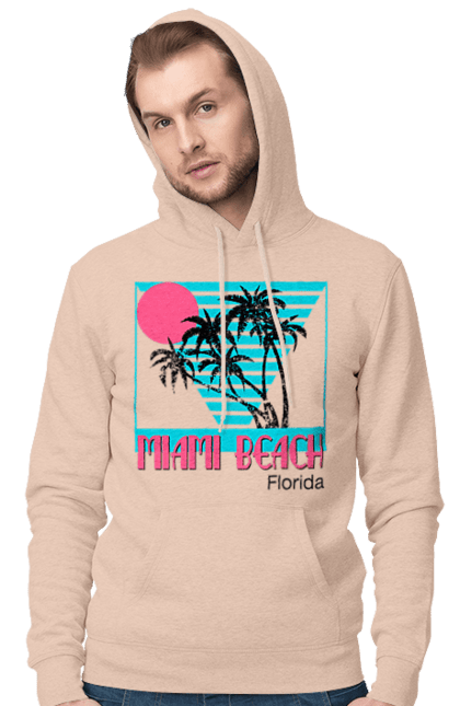 Чоловіче худі з принтом "Майамі Пальми". Захід, майамі, пальми, флоріда. 2070702