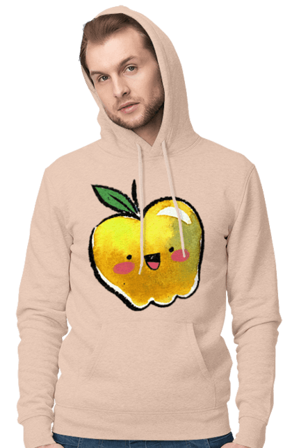 Чоловіче худі з принтом "Миле жовте яблуко". Літо, миле, смайлик, яблуко. 2070702