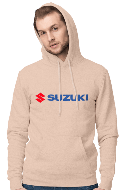 Men`s hoodie with prints Suzuki 3 Redblue. Auto, logo, suzuki. 2070702