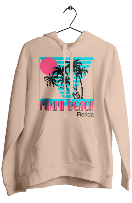 Чоловіче худі з принтом "Майамі Пальми". Захід, майамі, пальми, флоріда. 2070702