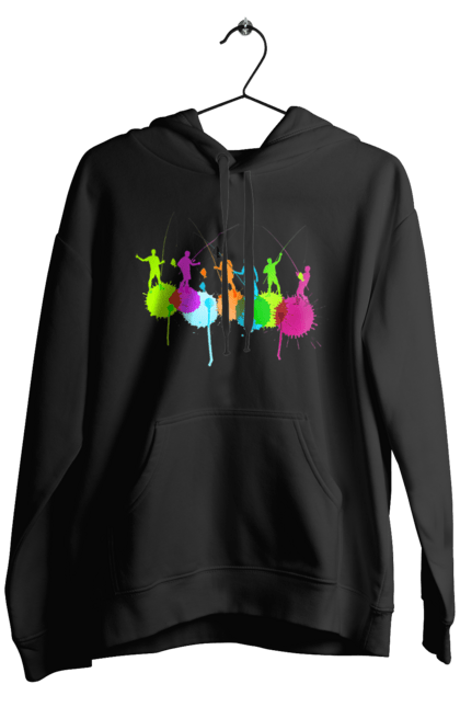 Чоловіче худі з принтом "Яскрава рибалка". Вудки, рибалка, рибалки. 2070702