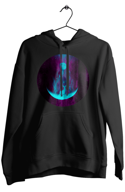 Чоловіче худі з принтом "Олень Силует". Місяць, олень, рогам, силует, яскравий. 2070702