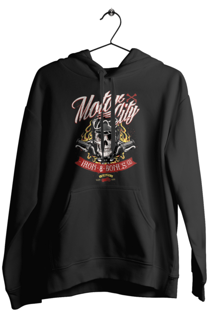 Чоловіче худі з принтом "Мотор Сіті". Зброя, окуляри, череп. 2070702