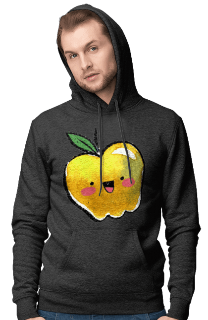 Чоловіче худі з принтом "Миле жовте яблуко". Літо, миле, смайлик, яблуко. 2070702