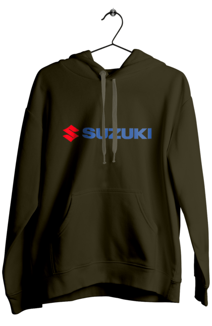 Men`s hoodie with prints Suzuki 3 Redblue. Auto, logo, suzuki. 2070702