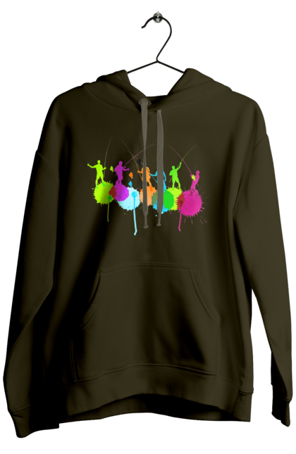 Чоловіче худі з принтом "Яскрава рибалка". Вудки, рибалка, рибалки. 2070702