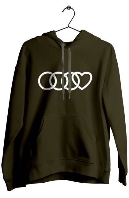Men`s hoodie with prints Audi heart. Audi, cars, heart. 2070702