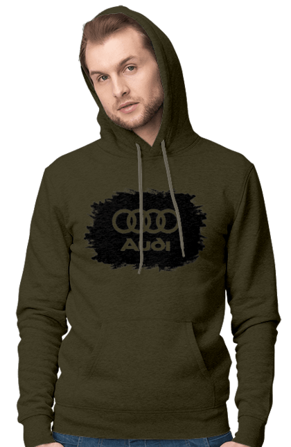 Men`s hoodie with prints Audi black ravines. Audi, cars. 2070702