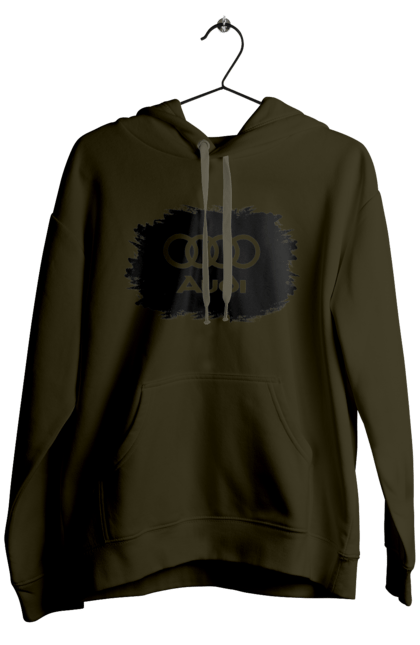 Men`s hoodie with prints Audi black ravines. Audi, cars. 2070702