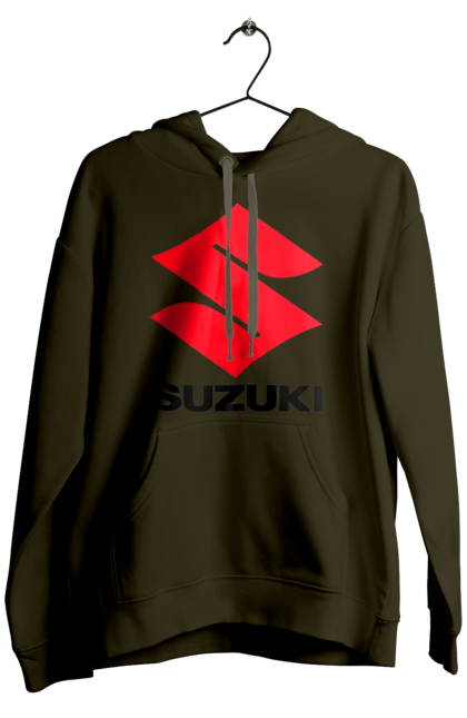 Men`s hoodie with prints Suzuki Bl. Auto, logotype, machine, suzuki. 2070702