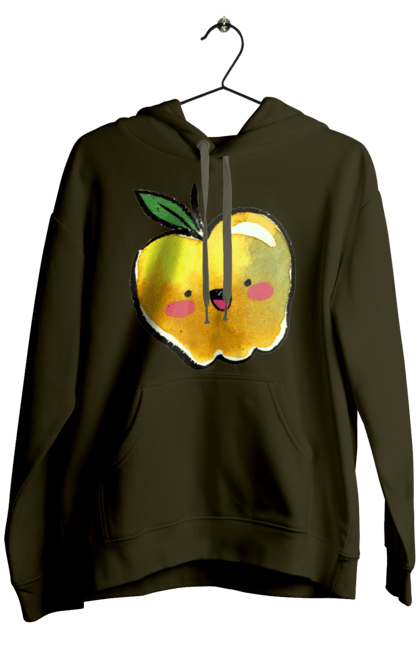 Чоловіче худі з принтом "Миле жовте яблуко". Літо, миле, смайлик, яблуко. 2070702