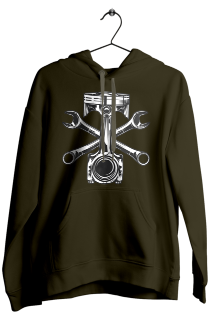 Чоловіче худі з принтом "Мото запчастини". Вінтаж, запчастини, мото, ретро. 2070702