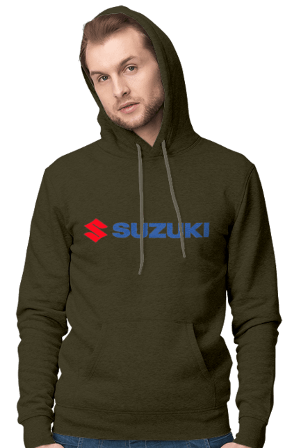 Men`s hoodie with prints Suzuki 3 Redblue. Auto, logo, suzuki. 2070702