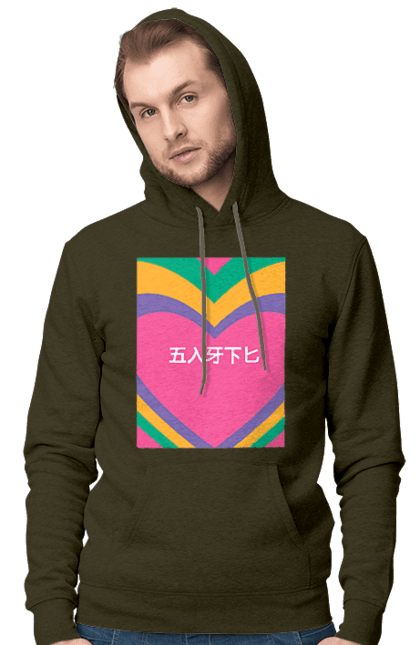 Men`s hoodie with prints Бле. Hieroglyphs, inscription. 2070702