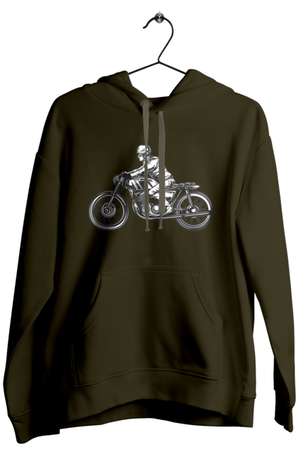 Чоловіче худі з принтом "Байкер на мотоциклі". Байкер, вінтаж, мото, ретро. 2070702