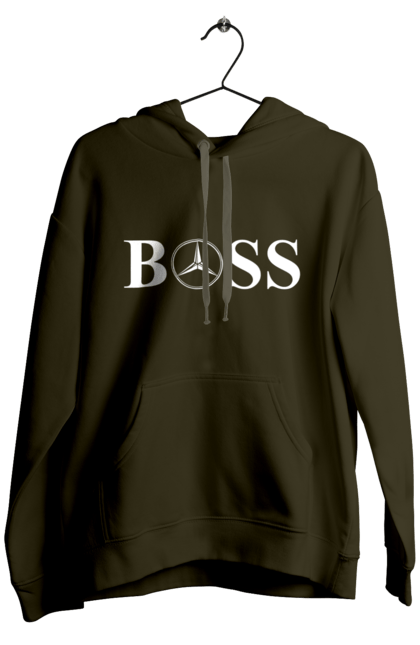 Чоловіче худі з принтом "бос Мерседес". Бос, машини, мерседес. 2070702