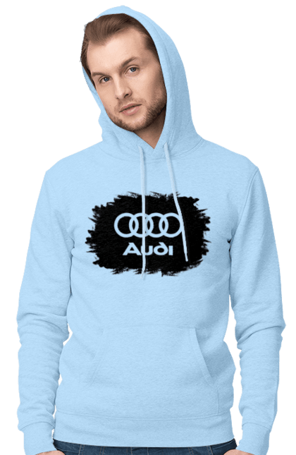 Men`s hoodie with prints Audi black ravines. Audi, cars. 2070702