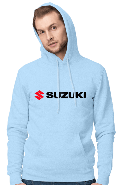 Men`s hoodie with prints Suzuki logo. Auto, logo, machine, suzuki. 2070702