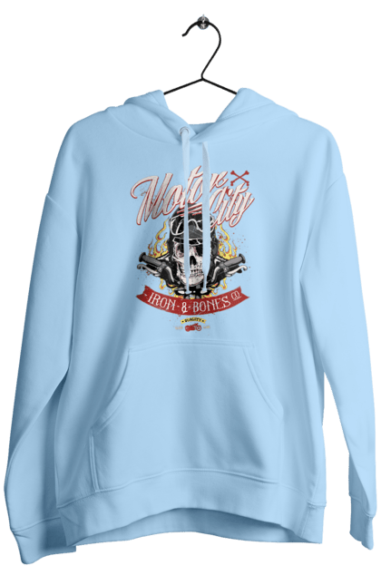 Чоловіче худі з принтом "Мотор Сіті". Зброя, окуляри, череп. 2070702