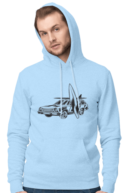 Men`s hoodie with prints 06 Surf 2. Machine, retro, surfing, vintage. 2070702