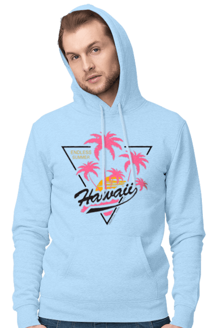 Чоловіче худі з принтом "Гаваї". Гаваї, пальми, сонце. 2070702