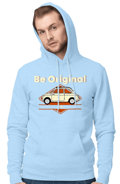 Чоловіче худі з принтом "Fiat 500". Авто, машина, фіат. 2070702