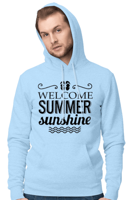 Чоловіче худі з принтом "Привіт літні заходи". Вьетнамки, літо, сонце. 2070702