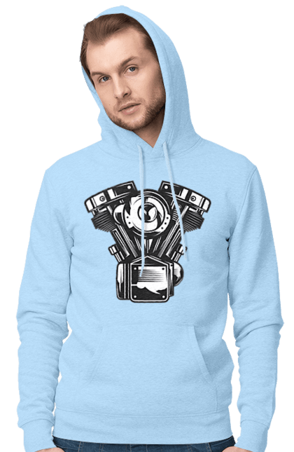 Чоловіче худі з принтом "мото двигун". Вінтаж, двигун, мото, ретро. 2070702