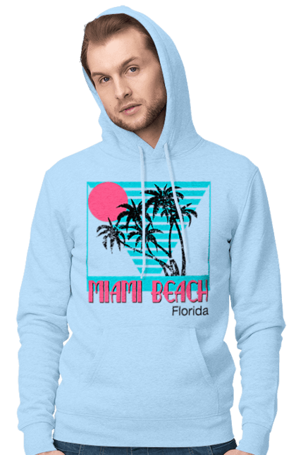 Чоловіче худі з принтом "Майамі Пальми". Захід, майамі, пальми, флоріда. 2070702