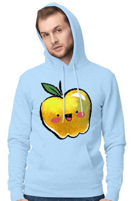 Чоловіче худі з принтом "Миле жовте яблуко". Літо, миле, смайлик, яблуко. 2070702