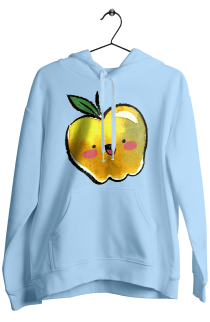 Чоловіче худі з принтом "Миле жовте яблуко". Літо, миле, смайлик, яблуко. 2070702