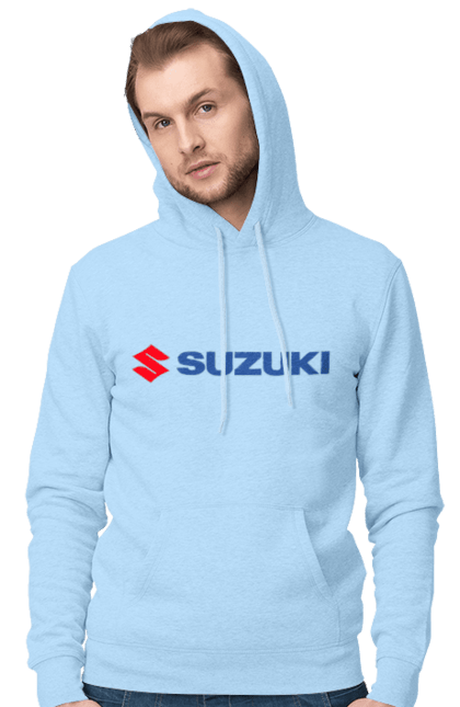 Men`s hoodie with prints Suzuki 3 Redblue. Auto, logo, suzuki. 2070702