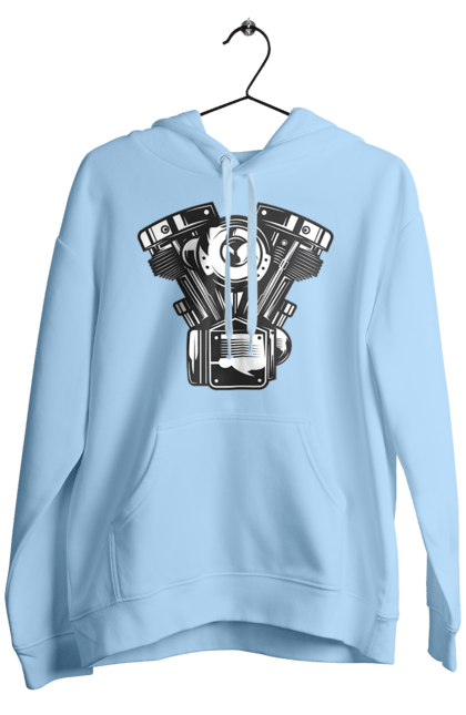 Чоловіче худі з принтом "мото двигун". Вінтаж, двигун, мото, ретро. 2070702