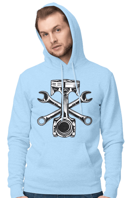 Чоловіче худі з принтом "Мото запчастини". Вінтаж, запчастини, мото, ретро. 2070702