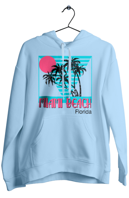 Чоловіче худі з принтом "Майамі Пальми". Захід, майамі, пальми, флоріда. 2070702